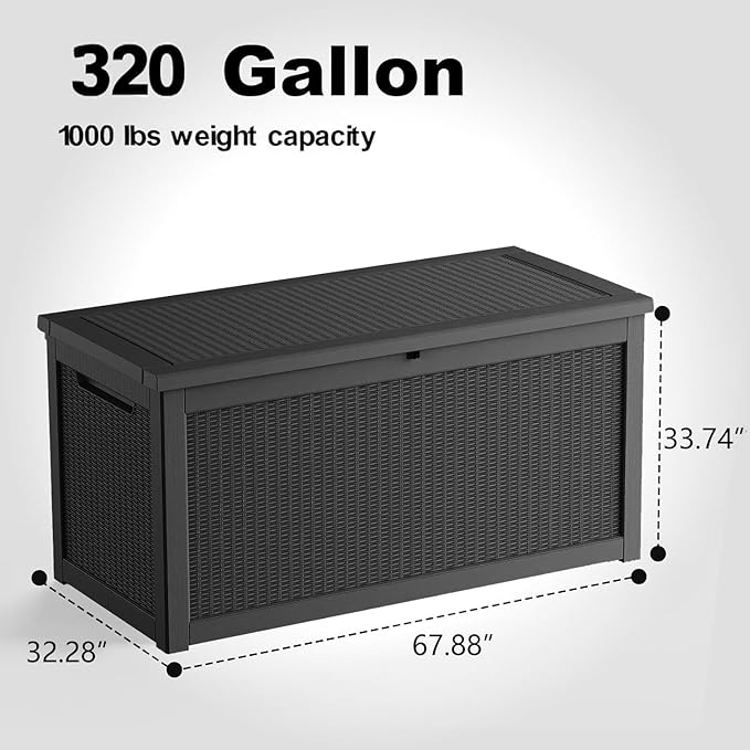 DRATO 320 Gallon Deck Box, Outdoor Large Waterproof Resin Storage Box - Image 4