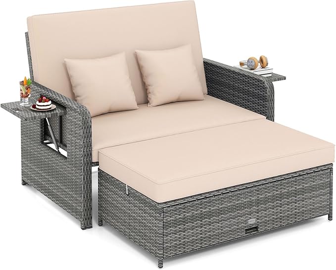 Tangkula Patio Rattan Daybed by TANGKULA