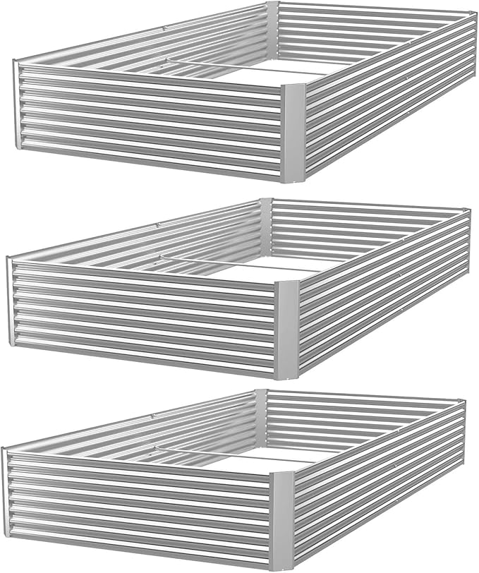 FRIZIONE 3pcs 6x3ft Galvanized Raised Garden Bed Outdoor, Above Ground Garden by FRIZIONE