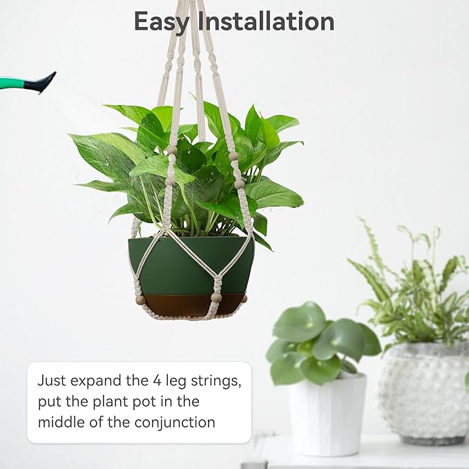 USLAI Macrame Plant Hanger Indoor Outdoor, Fits 4 to 15 Inch Pots, Strong - Image 6