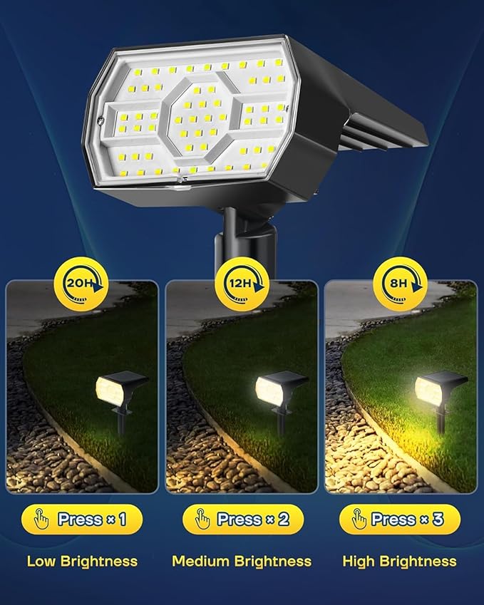 Kaxiida Solar Lights Outdoor Waterproof IP68, 3 Lighting Models Solar Powered - Image 2