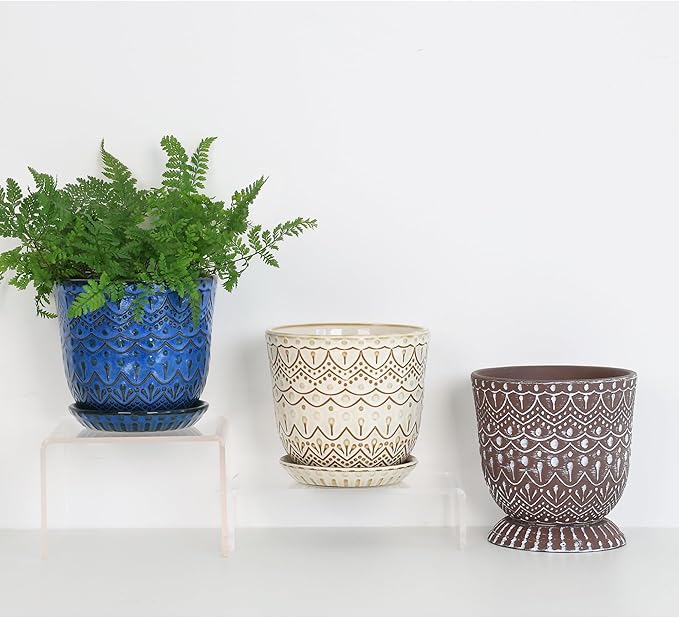 Gepege Beaded Ceramic Planter 6 Inch Set of 2 - Image 5