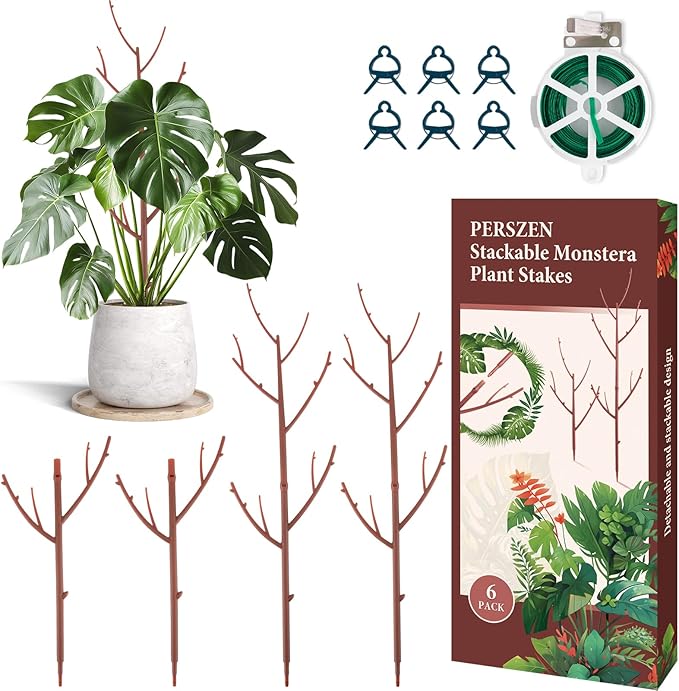 6 Pack Stackable Monstera Plant Support, Plant Stakes by PERSZEN