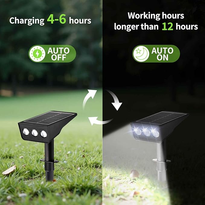 Solar Spot Lights Outdoor, Solar Landscape Spotlights Waterproof Adjustable - Image 4