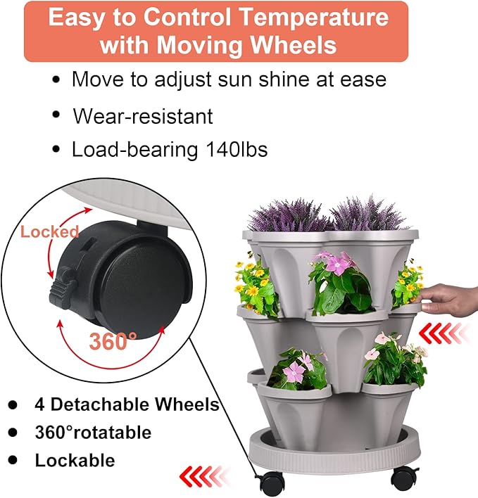 DUNCHATY Stackable Planter, Vertical Garden Planter - Image 5