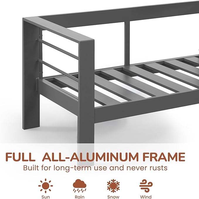 Solaste Outdoor Loveseat Aluminum Patio Furniture Sofa, All-Weather Metal - Image 2