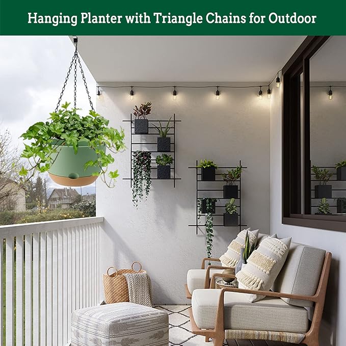 Hanging Planter Self Watering 10 Inch, 2 Pack Indoor Outdoor Hanging Baskets - Image 4