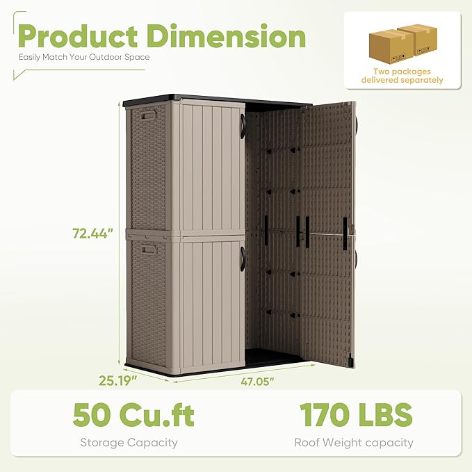 Devoko Outdoor Storage Cabinet 50 Cu Ft - Image 6