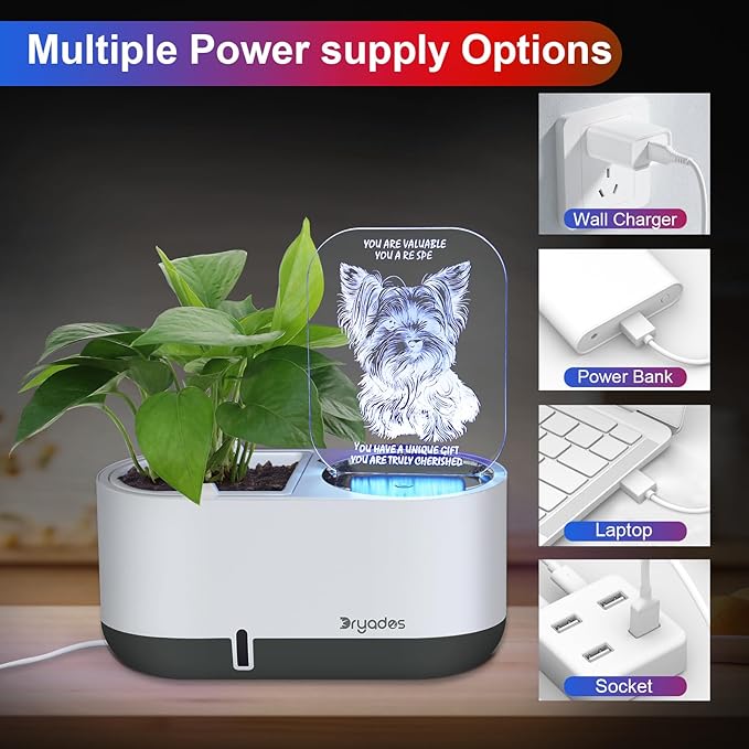 Self-Watering Plant Pot with LED Note Board & 7 Colors Pen, Led Acrylic Message - Image 7