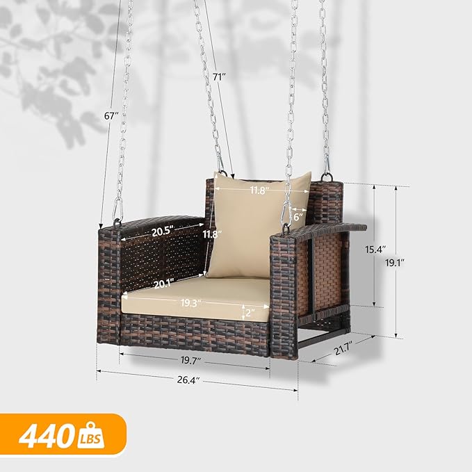 Outvita Porch Swing, 2FT Hanging Outdoor Porch Swings - Image 2