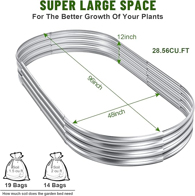 Land Guard 8×4×1 ft Galvanized Raised Garden Bed Kit，Raised Garden Boxes Outdoor - Image 3