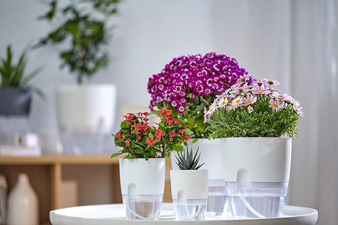 Self Watering Planter for Indoor Plants, 2 Pack 9.3 Inch Flower Pot Modern - Image 2