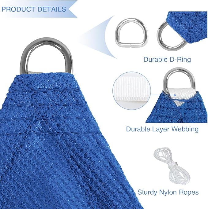 E&K Sunrise 4' x 4' x 4' Sun Shade Sail Triangle Canopy Shade Cover UV Block - Image 4