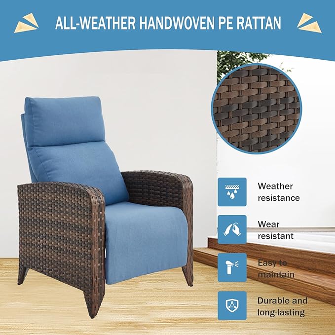 Outdoor Recliner Chairs Set of 2 Reclining Patio Chairs - Image 5