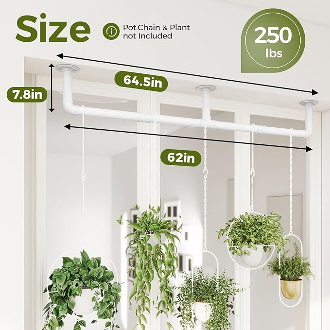 Bamworld Window Plant Hanger Indoor 63in 2PCS Hanging Planters - Image 2