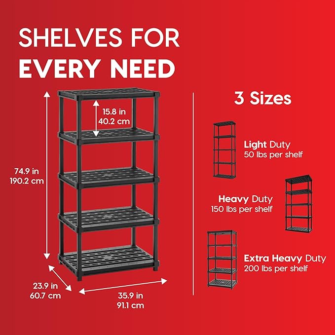 IRIS USA 5-Shelf Extra Heavy Duty Deep Plastic Storage Shelves, 1000lb Capacity - Image 2