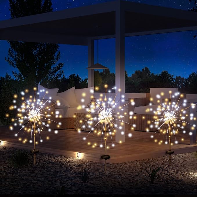 JJGoo Solar Firework Lights, 2 Pack 120 LEDs 2 Lighting Modes Solar Garden - Image 6