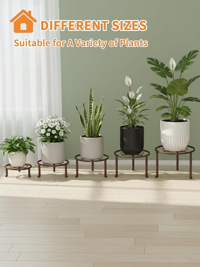5 Pack Plant Stand Indoor Outdoor, Flower Pot Stand Plant Rack - Image 7