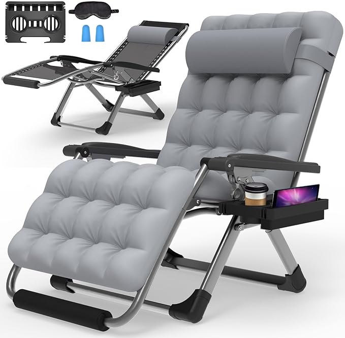 Suteck Oversized Zero Gravity Chair, 33In XXL Lounge Chair w/Removable by Suteck