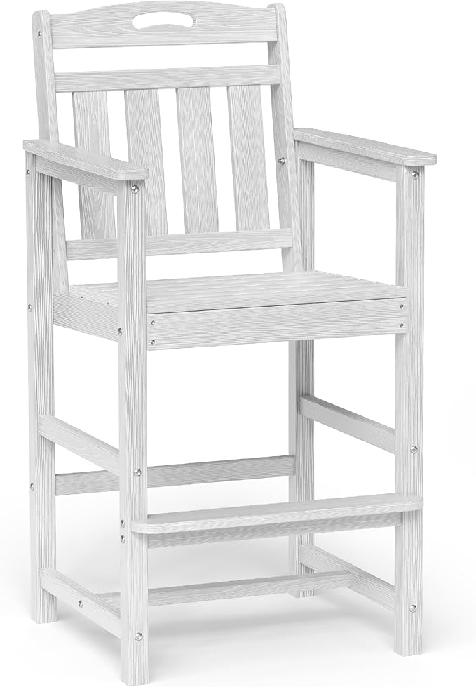 Ciokea Heavy Duty Bar Height Chair, 380lbs Outdoor Adirondack Tall Bar Chair by CIOKEA