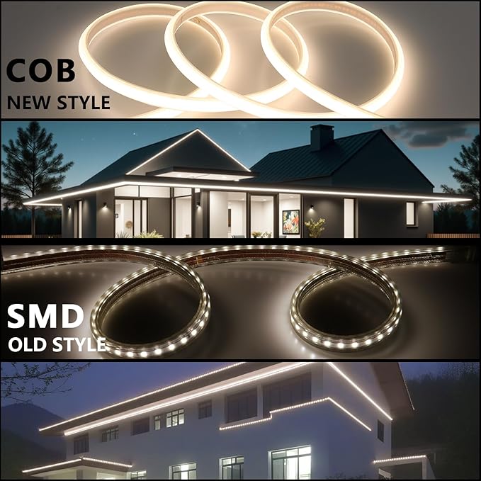 AC 110V COB LED Strip Lights Outdoor Waterproof 65.6ft, 4000K Natural White - Image 4