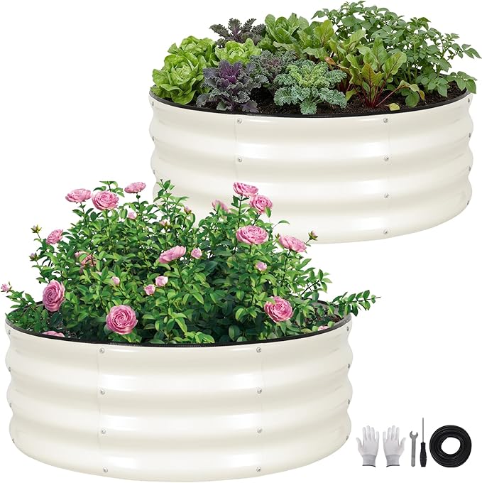 ZORMY Galvanized Raised Garden Bed Outdoor, Round Metal Planter Boxes 2 Pcs by ZORMY