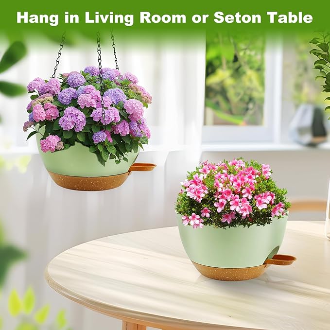 10 inch Hanging Planters for Indoor Plants, 3 Pack Self-Watering Hanging - Image 8