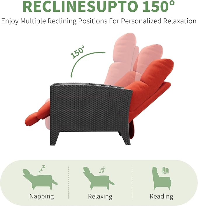 IDEALHOUSE Wicker Outdoor Recliner Reclining Patio Chairs - Image 5