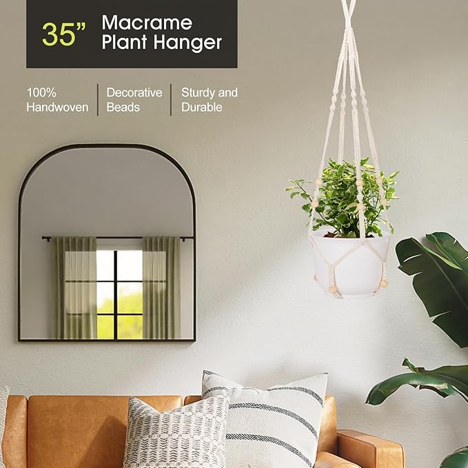 RIFNY Macrame Plant Hanger Indoor, 35 Inch Hanging Plant Holder - Image 2