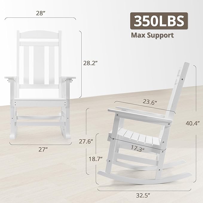 LUE BONA Outdoor Rocking Chairs Set, HDPS Poly Porch Rockers - Image 3
