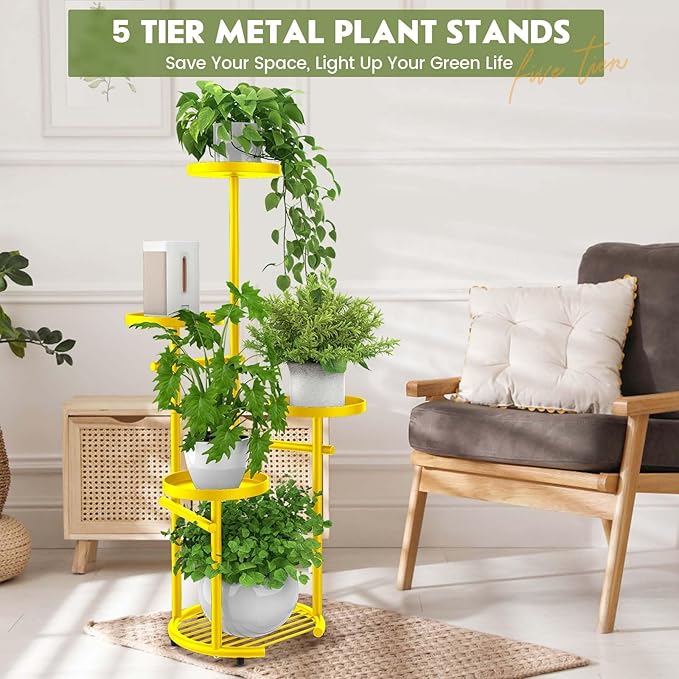 TOSKING 5 Tier Metal Plant Stand Indoor， Plant Shelf, Corner Shelf Flower Pot - Image 3