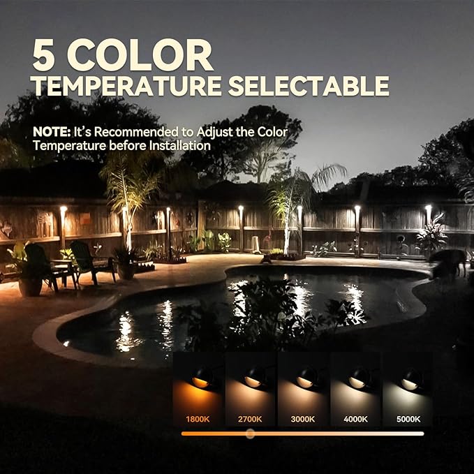 LEONLITE 12-Pack Update 5CCT LED Low Voltage Deck Lights, 180LM 3.5inch - Image 2