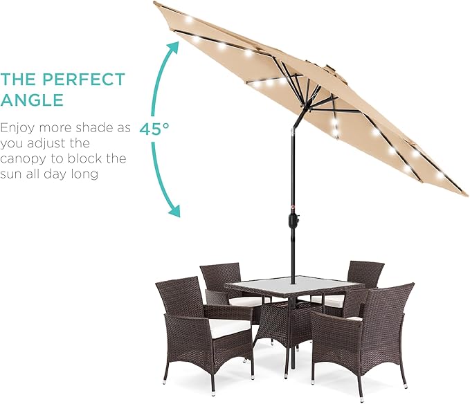 Best Choice Products 10ft Solar Polyester LED Lighted Patio Umbrella w/Tilt - Image 2
