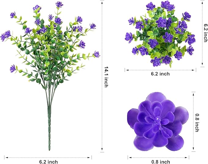 HyeFlora 20 Bundles Artificial Fake Outdoor Plants Flowers - Image 5