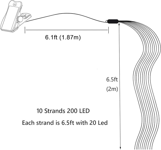 ZNYCYE 1 Pack 8 Modes Solar Waterfall Lights, Solar Fairy Lights Outdoor - Image 4