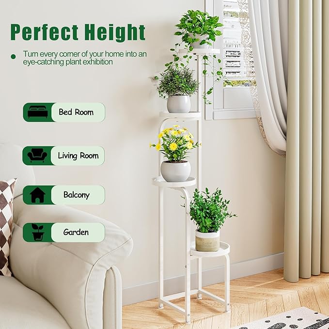 Plant Stand Indoor Outdoor 4 Tier Metal Plant Shelf - Image 2