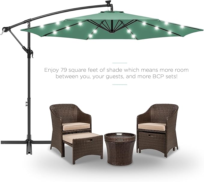 Best Choice Products 10ft Solar LED Offset Cantilever Hanging Market Patio - Image 2