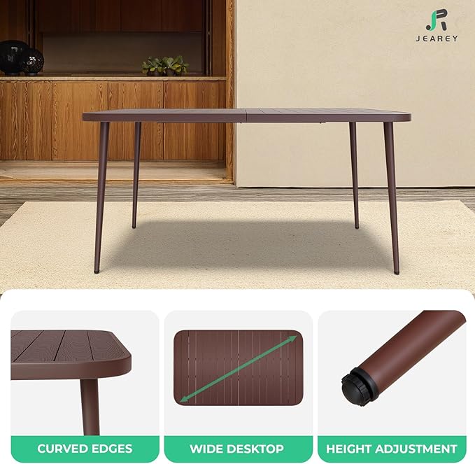 JEAREY Patio Dining Table, Outdoor Dining Table All-Weather - Image 7
