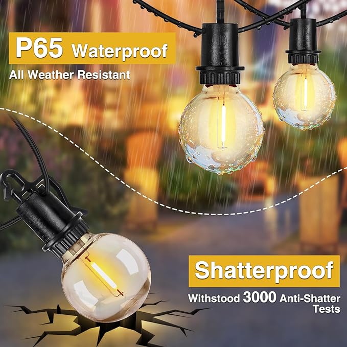 ZJOJO 200FT Outdoor String Lights, G40 Globe Outdoor Lights - Image 4