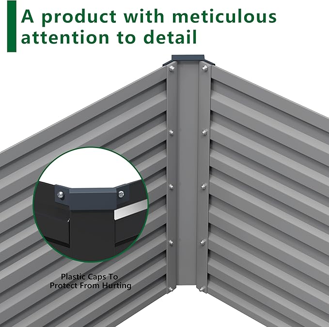 12x2x2FT Galvanized Raised Garden Bed Kit, Vegetable Plant Boxes-Rectangle - Image 6