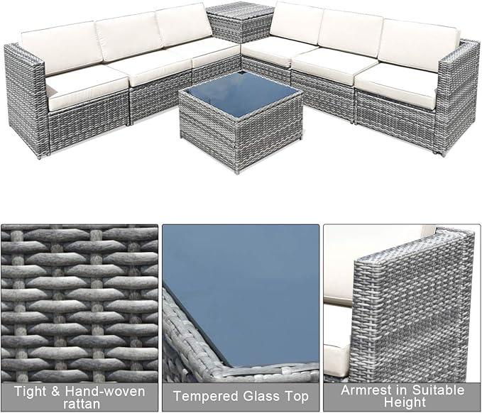 Tangkula 8 Pieces Wicker Patio Furniture Set - Image 7