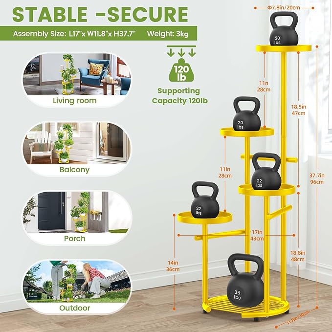 TOSKING 5 Tier Metal Plant Stand Indoor， Plant Shelf, Corner Shelf Flower Pot - Image 4