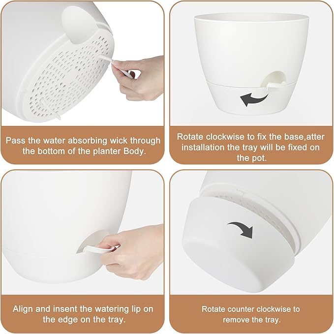 Plant Pots 10/9/8/7.5/7 Inch Self Watering Pots, Plastic Flower Pots, Nursery - Image 2