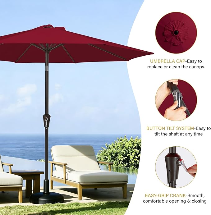 MEWAY 9ft Patio Umbrella Outdoor Table Umbrellas - Image 5