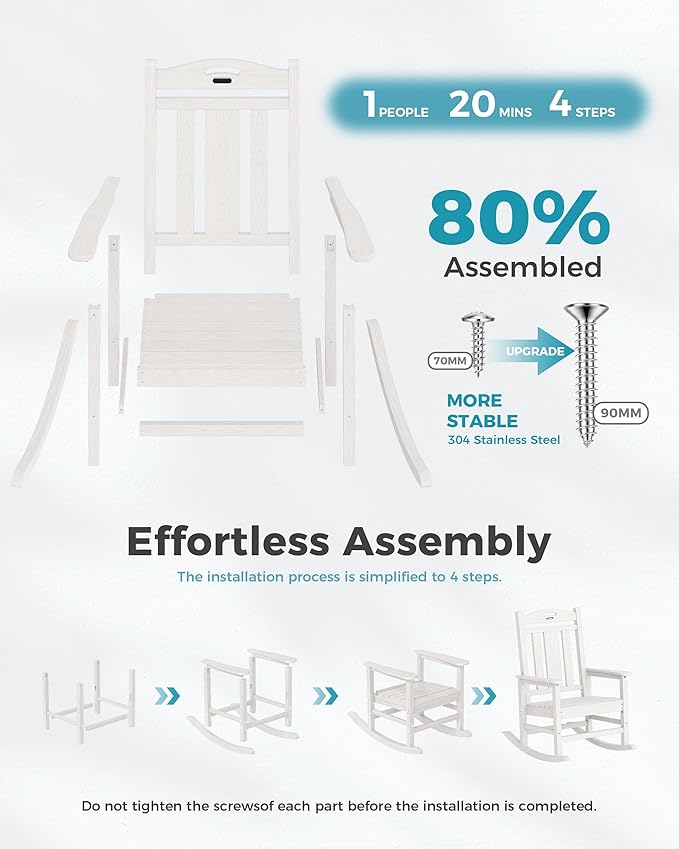Ciokea Oversized Outdoor Rocking Chairs Set of 2, 380lbs Heavy-Duty Large Patio - Image 9