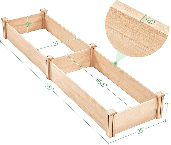 Yaheetech 8×2ft Wooden Horticulture Raised Garden Bed Divisible Elevated - Image 2