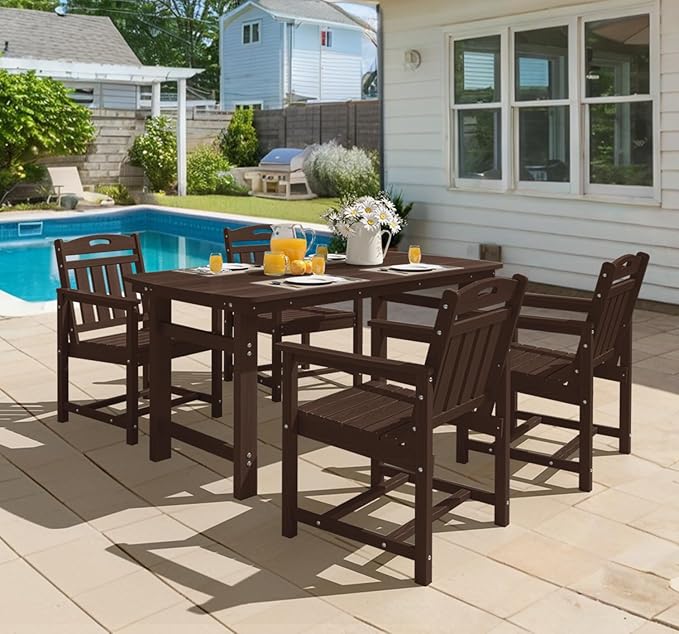 Ciokea HDPE Outdoor Patio Dining Chairs Set of 2, All-Weather Porch Chair - Image 6