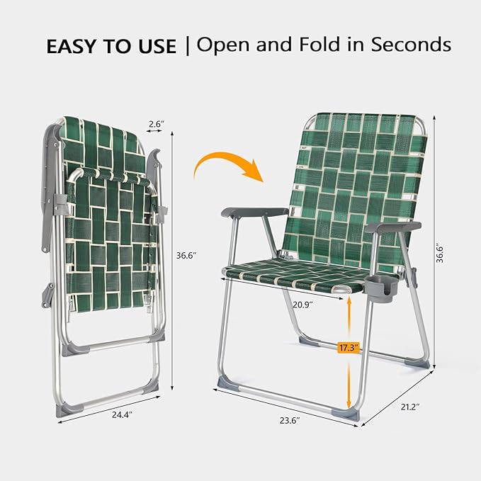 VINGLI Folding Webbed Oversized Lawn Chairs - Image 7