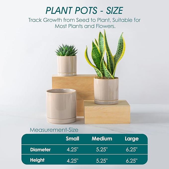 vancasso Ceramic Plant Pots, 3 Piece Planters - Image 2