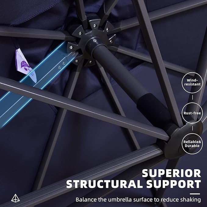 PURPLE LEAF 9' X 11.5' Patio Umbrella Outdoor Cantilever Rectangle Umbrella - Image 5